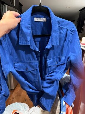 Silky Blue Utility Shirt Jacket